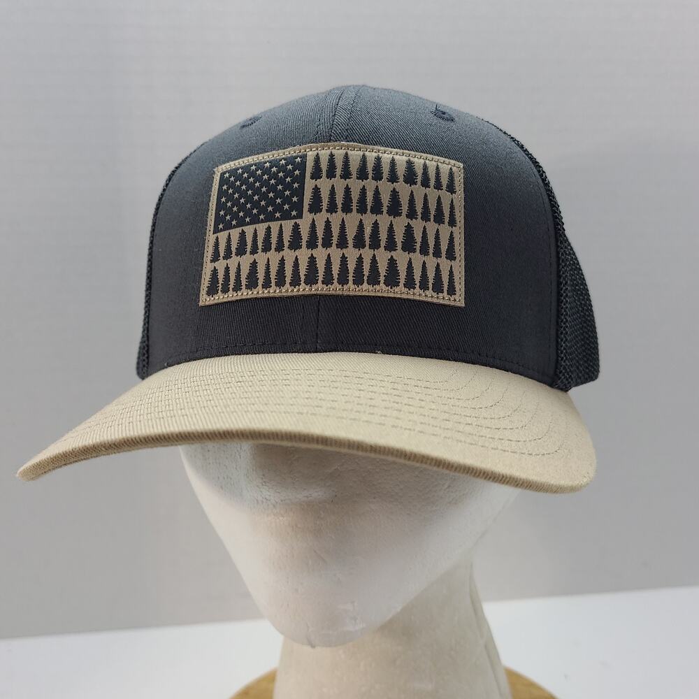 Columbia Tree Flag Fitted Trucker Hat Gray/Cream L/XL Adjustable Mesh Back
